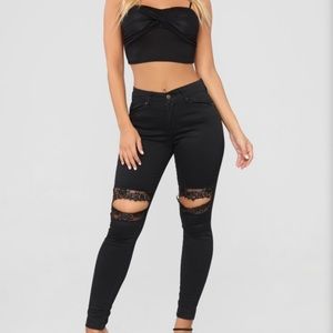 fashionnova lace denim jeans
